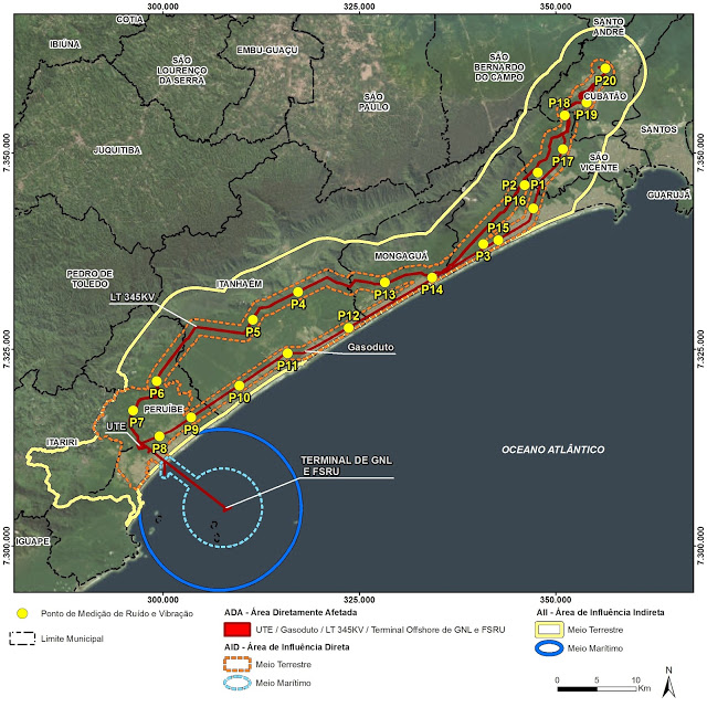 Área de impacto do Projeto Atlântico Energias (Fonte: RIMA)